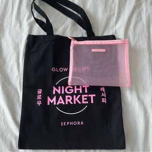 Glow Recipe tote bag and mesh pouch